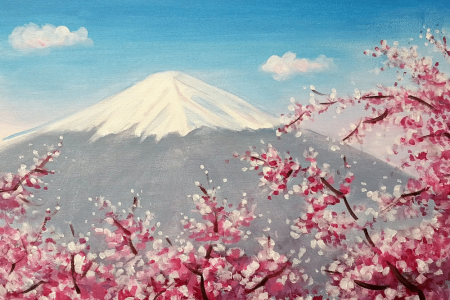 Mount Fuji and Pink Blossoms