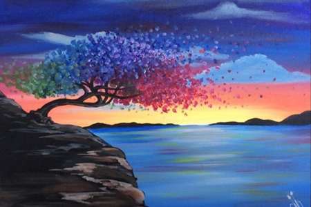 Rainbow Cliffside Tree