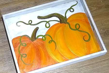 Fall Pumpkin Wood Tray