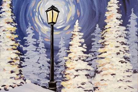 Light Post in the Snowy Park