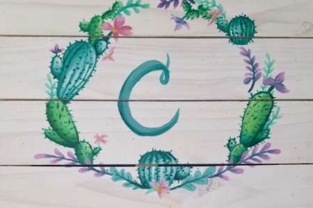 Succulent Monogram Wooden Pallet