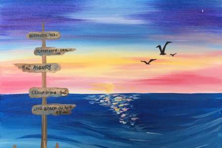 Beach Signs at Sunset
