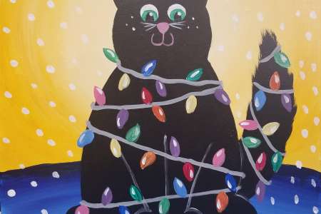 Kitty in Christmas Lights