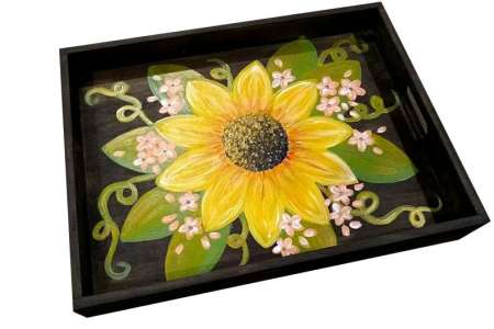 Sunflower Wood Serving Tray