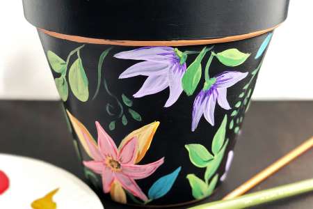 Floral Painted Flower Pot