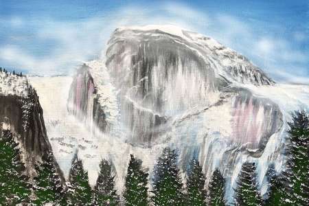 Snowfall on Half Dome