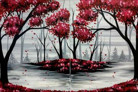 Couple's Painting: Misty Fall Forest Set