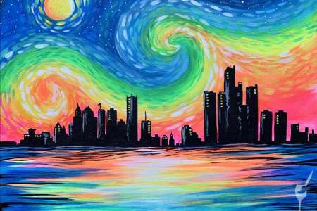 A Colorful City Starry Night