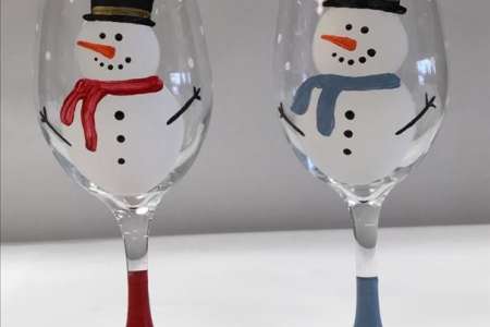 Happy Snowman Wine Glasses