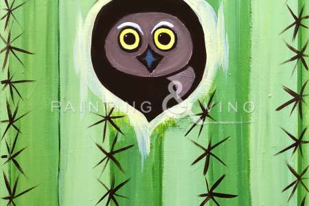 Peeking Cactus Owl Canvas