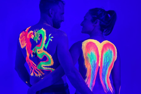 Paint in the Dark: UV Body Painting for Couples