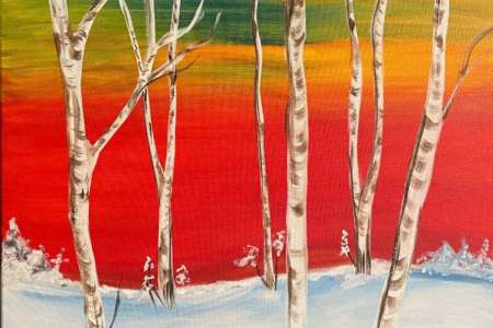 Vivid Birch Tree Scene