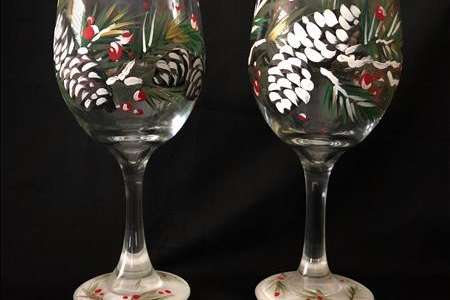 Winter Pine Wine Glasses