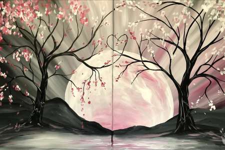 Moonlit Japanese Cherry Trees
