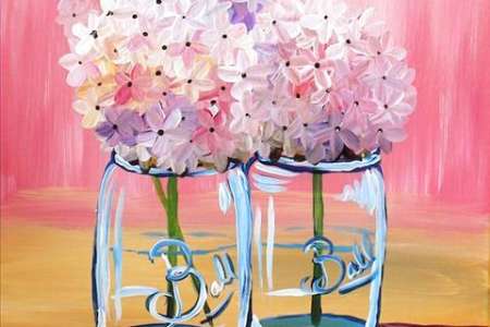 Jars of Delicate Hydrangeas
