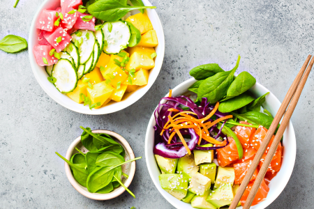 Pescatarian and Vegetarian Poke Bowls