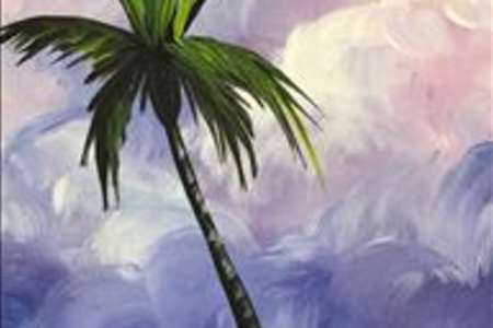 Paradise Palm Under Marshmallow Clouds