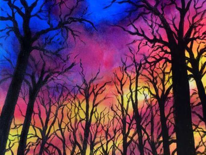 Paint and Sip - Vivid Sunset Through the Trees - Houston | Classpop!