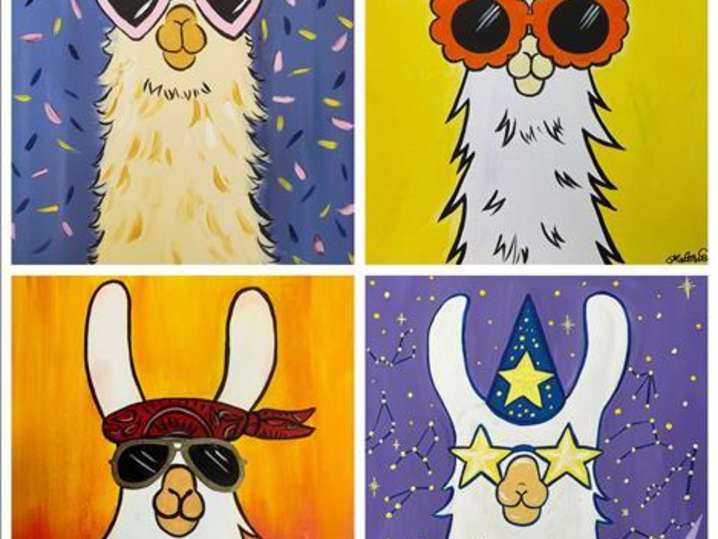 Paint and Sip Lovable Llamas Houston Classpop!