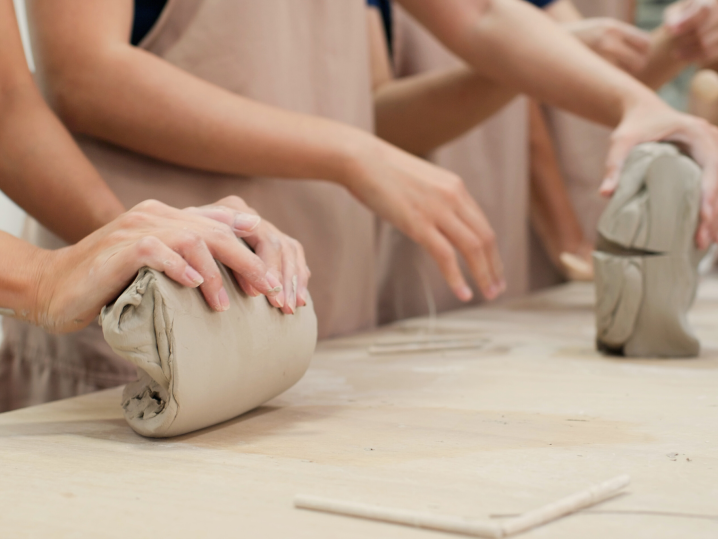 Pottery work with hands Shot