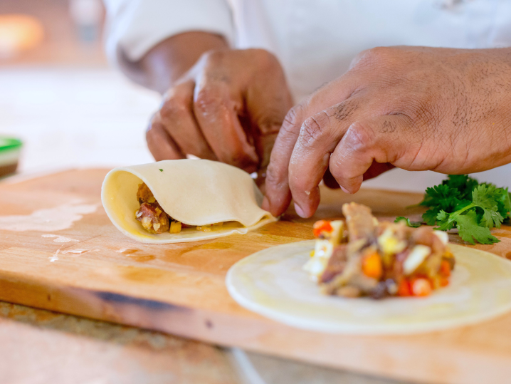 making empanadas with beef Shot