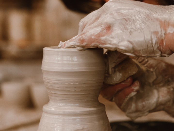 Pottery work on wheel Shot