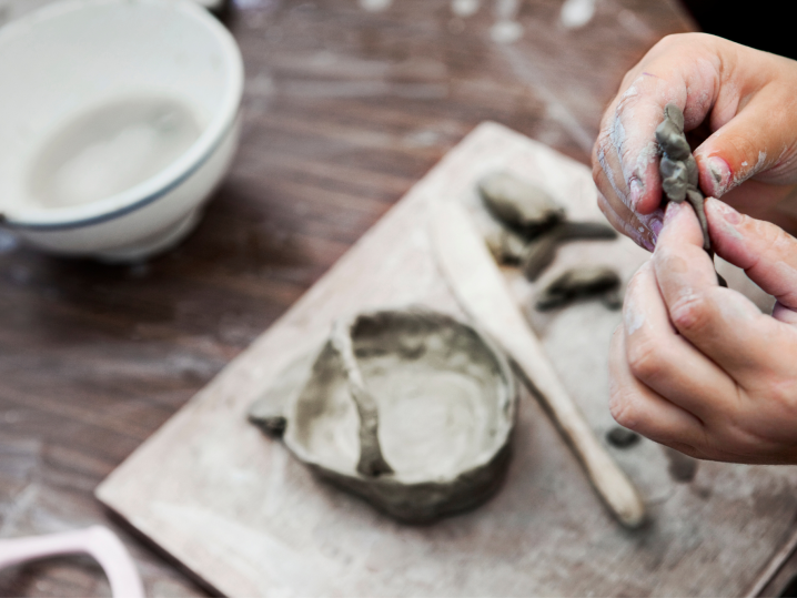 Pottery work with hands Shot