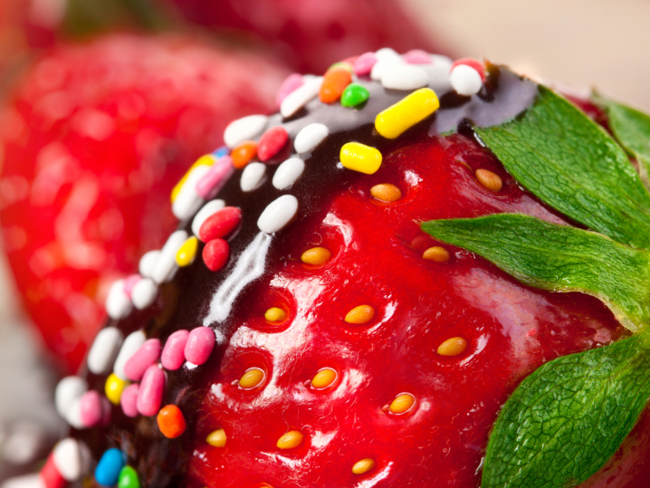strawberry with chocolate and toppings Shot