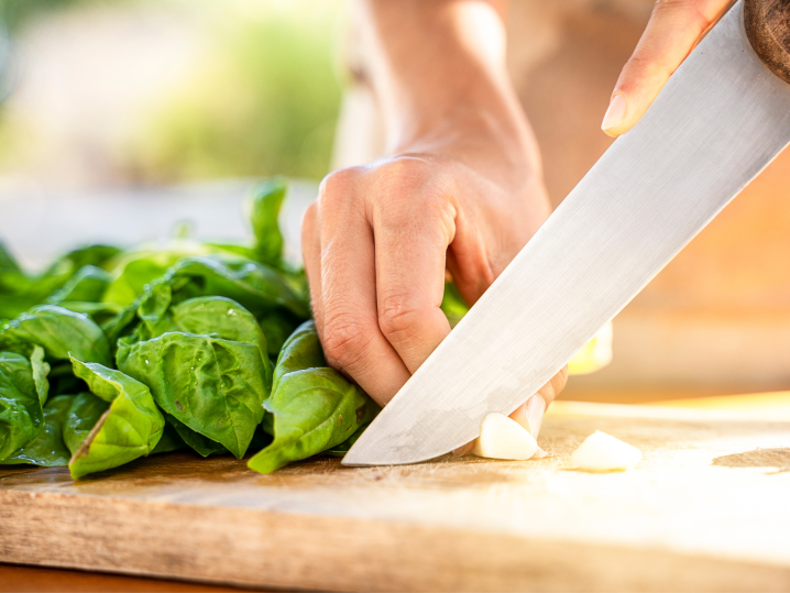 San Diego - garlic and basil cutting Shot