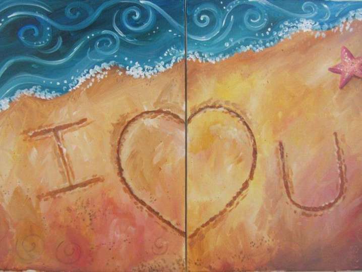 Paint and Sip Seaside Love Note Date Night Austin Classpop!