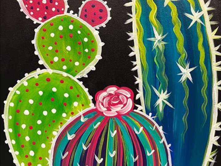 Paint and Sip - Rainbow Floral Cacti - Houston | Classpop!