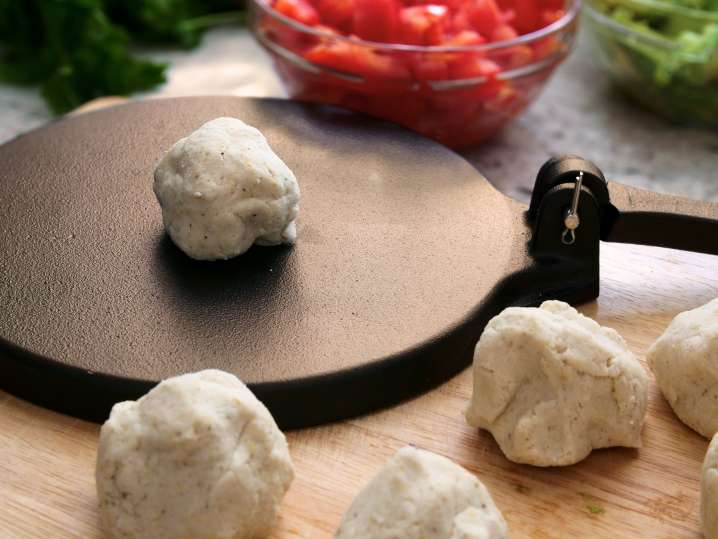 Preparing taco dough from scratch Shot