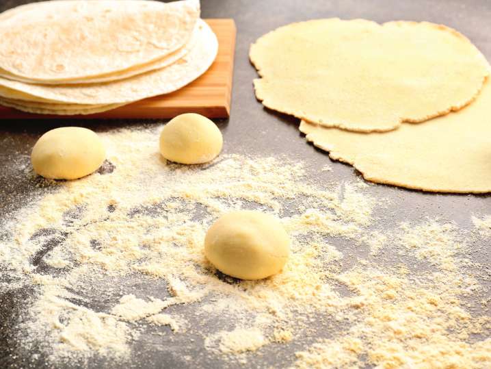 Corn flour tortilla making Shot