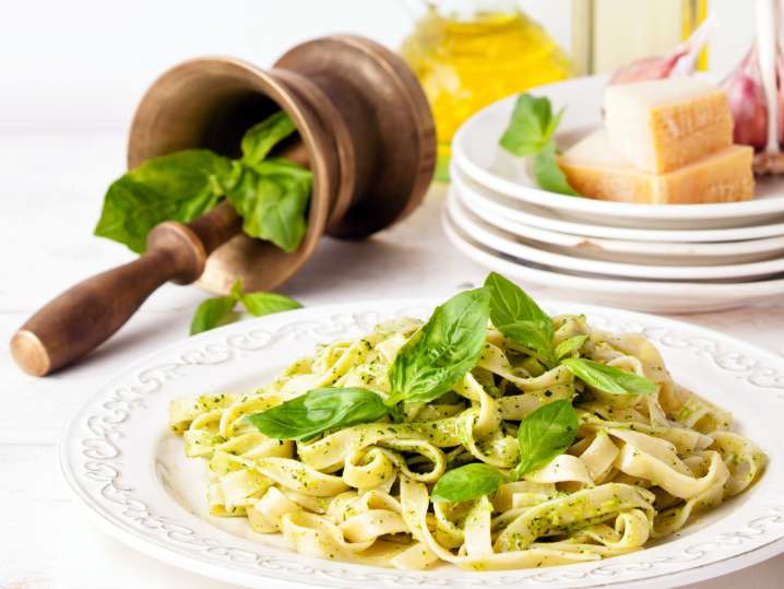 Fresh pesto pasta Shot