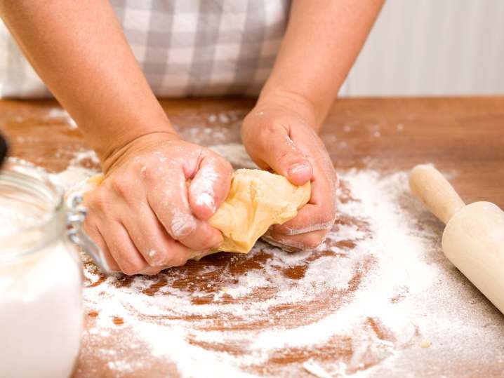 Kneading pasta dough Shot