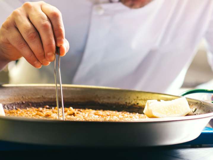 Cooking paella Shot