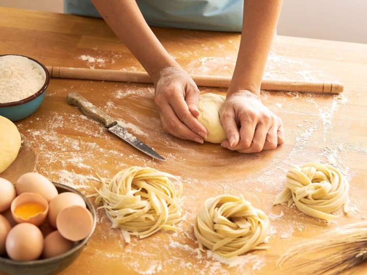 Kneading pasta dough Shot