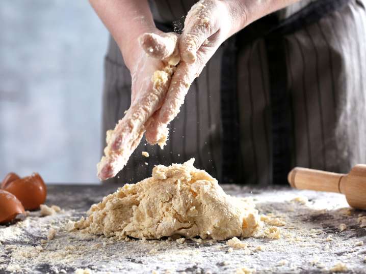 Making pasta dough Shot