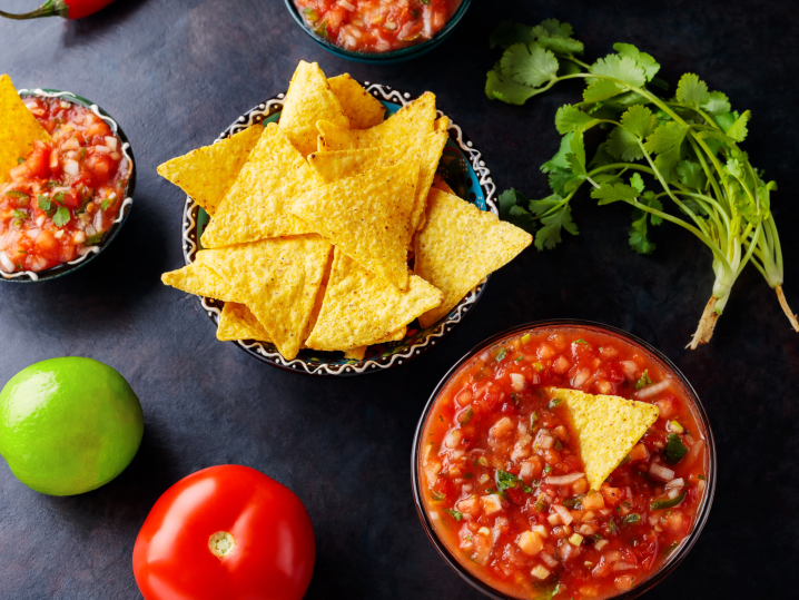 Fresh salsa and chips Shot