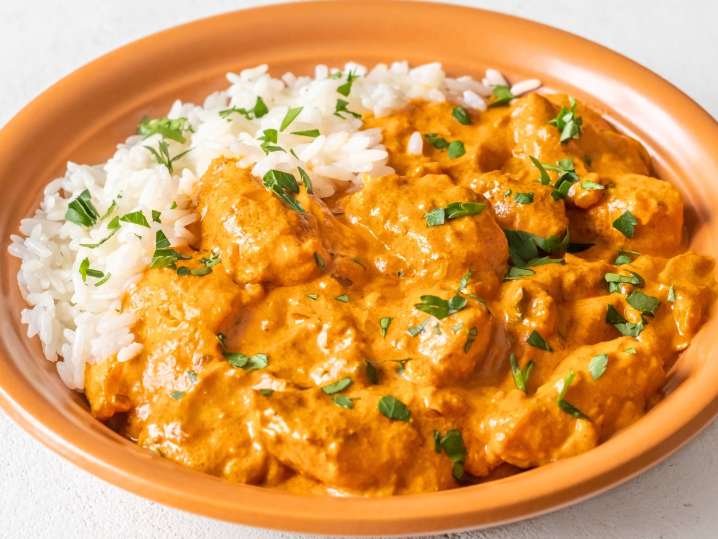 Plated chicken Tikka Masala Curry Shot