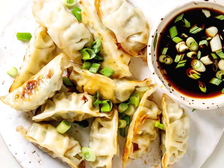 Pan fried Asian dumplings Shot