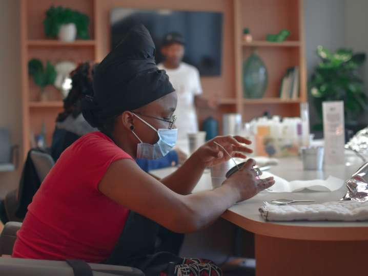 Los Angeles - a woman in candle making class Shot