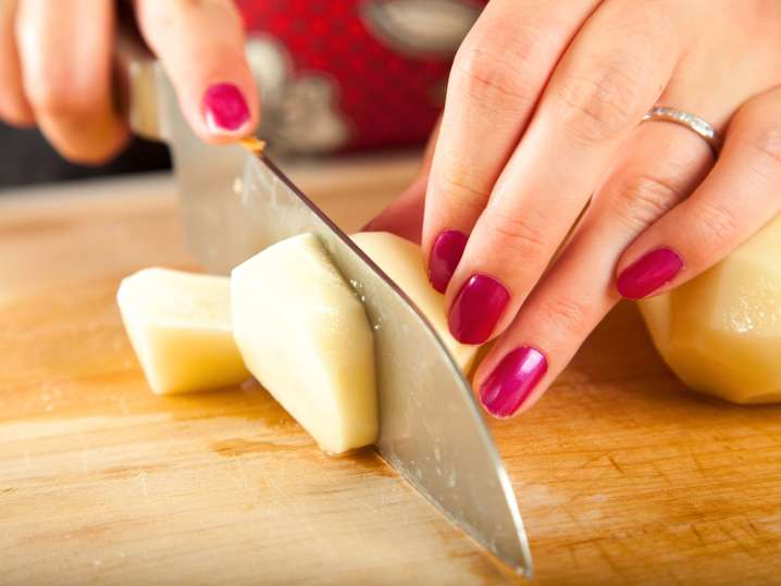 Cutting potatoes Shot