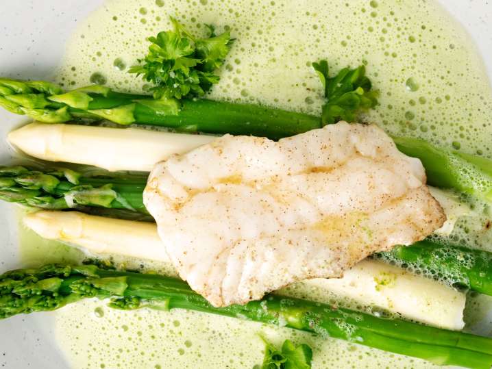 Cod and asparagus Shot