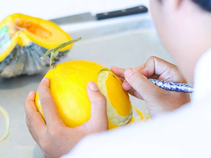 Carving a melon Shot