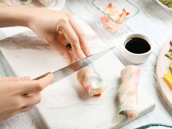 Cutting fresh rolls Shot