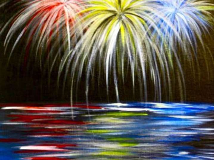 Paint and Sip Dazzling Fireworks Pearland Classpop
