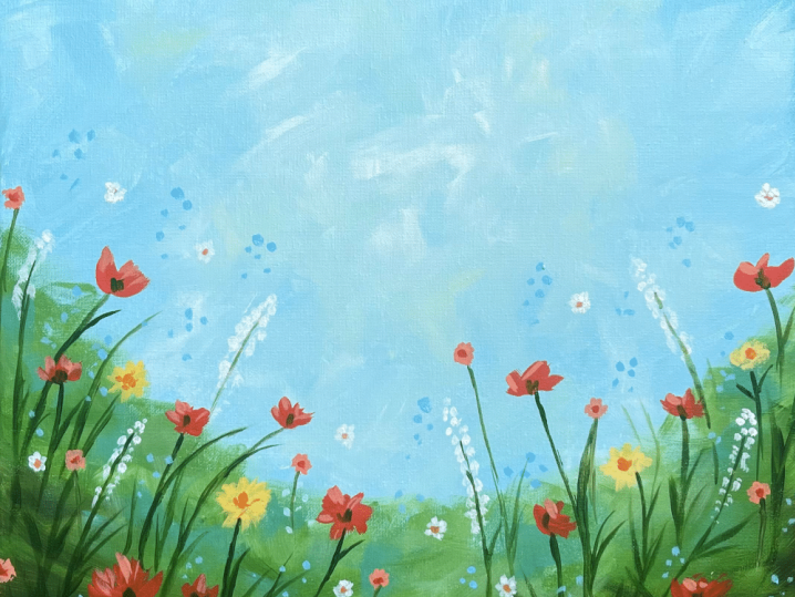 Paint and Sip - Flower Fields and Blue Skies - Indianapolis | Classpop!