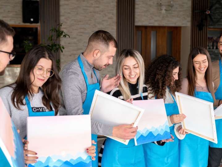 Newport Beach - a group in a painting class Shot