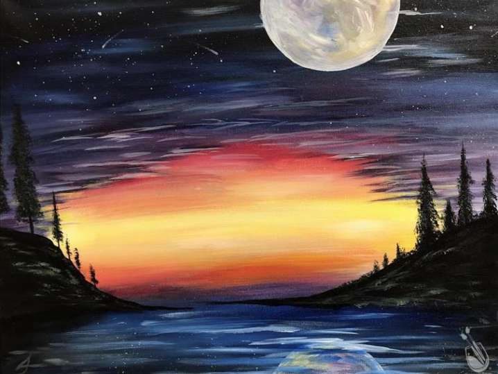 Paint and Sip - Moon Rise in the Forest - Austin | Classpop!